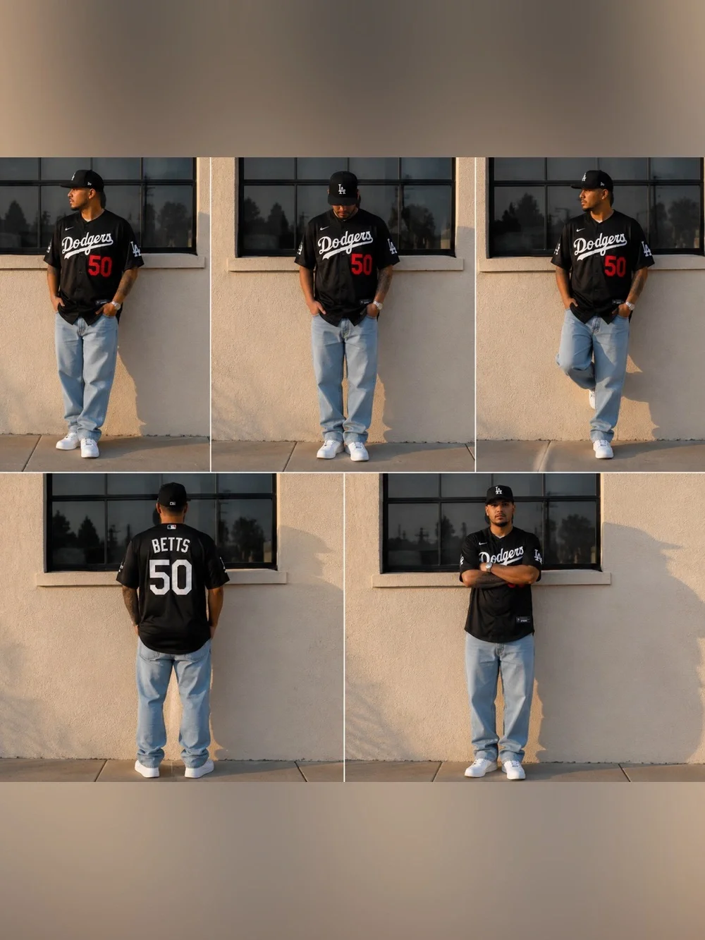 Nike Dodgers #50 Black and Red Baseball Jersey